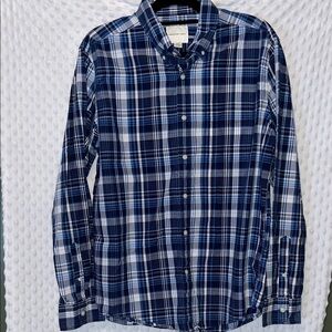American Eagle Navy and White Plaid Shirt